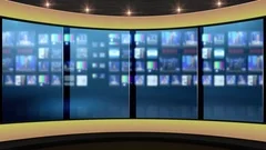 HDTV News Talkshow Virtual Studio Green Screen Background Yellow ControlRoom