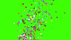 Confetti Party Popper Explosions on a Green Background, Five Options