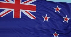 Seamlessly Looping flag for New Zealand, blowing beautifully in the wind.
