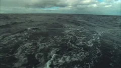 Ocean Waves from Tall-ship, Exploration boat, at sea. Pirates.