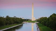 Washington Monument in the US capital, Columbia District. Day to night timelapse