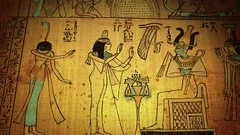 Animation Of Funerary Papyrus From Ancient Egypt. Book Of The Dead With Osiris