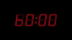 60 Second Digital Countdown Display Red 4K