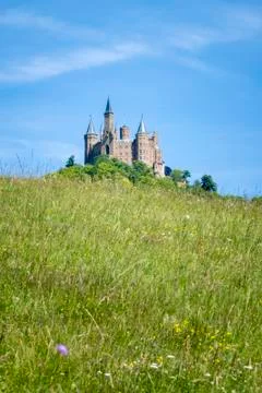 An  image  of  the  Castle  Hohenzollern  in  south  Germany xkwx hohenzollern,  castle,  swabian,  architecture,  germany,  burg,  europe,  building,  destination,  attraction,  fortress,  travel,  european,  famous,  beautiful,  sky,  tourism,  culture,  history,  landmark,  tourist,  sight,  blue,  green,  summer,  outdoor,  nobody,  romantic,  ancient,  historic