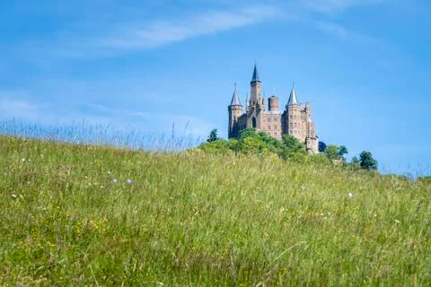 An  image  of  the  Castle  Hohenzollern  in  south  Germany xkwx hohenzollern,  castle,  swabian,  architecture,  germany,  burg,  europe,  building,  destination,  attraction,  fortress,  travel,  european,  famous,  beautiful,  sky,  tourism,  culture,  history,  landmark,  tourist,  sight,  blue,  green,  summer,  outdoor,  nobody,  romantic,  ancient,  historic