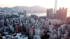 Hung Hom, Hong Kong, 02 November 2017:- Fly drone over Hong Kong city