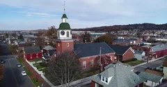 Day Exterior Aerial Establishing Shot Small Town Chapel