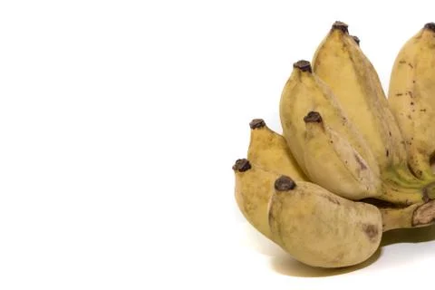 กล้วยบนพื้นหลังสีขาว Stock Photos