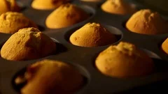Muffins. Baking in oven. Time lapse footage of cooking Cupcakes. 4k, UHD