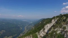 Aerial view Banjska stena on Drina river, Serbia