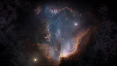 Space journey in starfield through stars towards nebula 4K