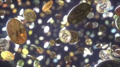 Multiple falling bitcoin tokens
