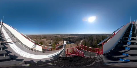 084 4K 360 VR immersive video of View of the staird of the slide in Tehvandi  Stock Footage 90984509