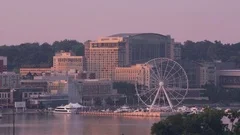 Washington, D.C. circa-2017, Aerial view of National Harbor and Capital Wheel. 