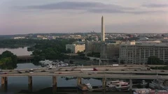 Washington, D.C. circa-2017, Aerial sunrise view of Washington Monument and