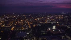 Washington, D.C. circa-2017, Wide aerial view of city and Capitol at dawn.  Shot