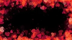Valentine red hearts frame background with alpha, looped
