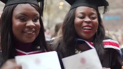 Graduation Success, Happy Black College Female Graduates Celebrate Together