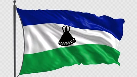 085 Flag of Lesotho with Alpha channel 3D Rendering 085 Stock Footage 159235781