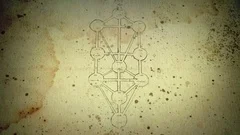 Mystical Animation Kabbalah Symbol Tree of Life with Ancient Hebrew Text