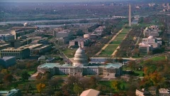 1990s - good aerial over capitol dome, Congress and Washington Monument in
