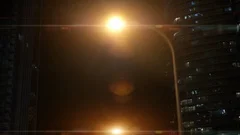 Slow Motion Highway Street Road Lights, Bright Lens Flares Urban City Lighting