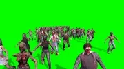 Invasion Zombies Horde Runcycle Top Green Screen 3D Rendering Animation
