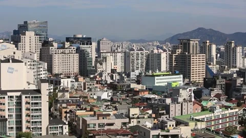 0861 High Angle View of Gangnam Residential and Commercial District, Seoul Stock Footage 338161080