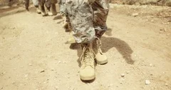 Military troops walking at boot camp 4k