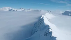 Snow capped mountains in the Austrian Alps (aerial)