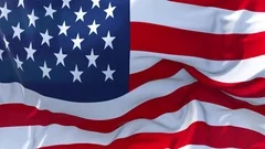 US Flag in Slow Motion Smooth blowing in wind seamless loop Background