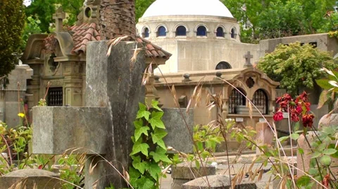 0871 Light wind at cemetery Stock Footage 35094448
