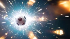 Soccer ball with fire sparks in action