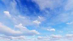 Heavenly beautiful fluffy white faith clouds blue day time lapse seamless loop