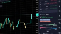 Online chart of bitcoin currency, finance trends, crypto currecy exchange and e