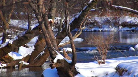 0893  Snow in the lake Stock Footage 34331105