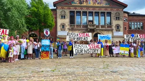 09-07-2022 Aarhus Denmark - Ukraine demonstration Ukraine Stockbeeldmateriaal 201028608