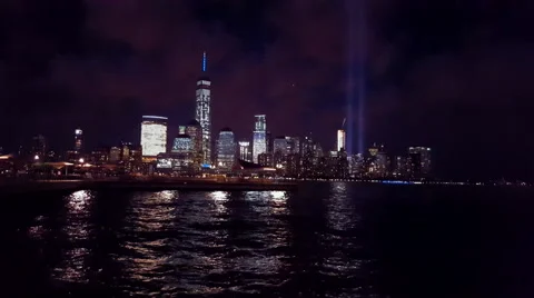 09-11-Memorial  Night  View of the  Jersey  City New Jersey.4K Stock Footage 55526843