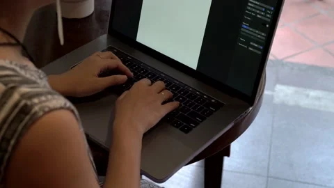 09 OTS Close up Hands on Keyboard Stock Footage 132417627