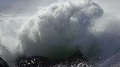 Extreme Wave crushing coast , Large Ocean Beautiful Wave