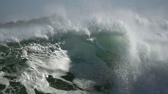 Big Wave Splashing , Large Ocean Storm Waves Sea Spray Transparent Water
