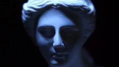 Scary Statue Face Looking At Camera With Light Flashing - Horror Scene