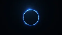 Blue Solar Eclipse with Light Rays over Starry Sky Loop