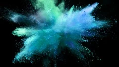 Color powder explosion isolated on black background. Shot with high speed cinema