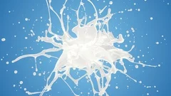Milk or yogurt explosion in slow motion. White liquid cream drops splash