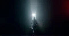 Curtain Opens as Ballerina Entering Stage For Performance Spectacle Female Power