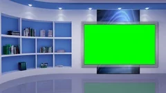 146 HD Education News TV Virtual Studio Green Screen Background blue monitor