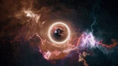 big Bang, the origin of the black hole, bright futuristic composition