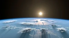 Sunrise from space. Earth from space. Version 2018