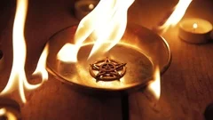 Burning Pentagram on Steel Plate slow motion footage